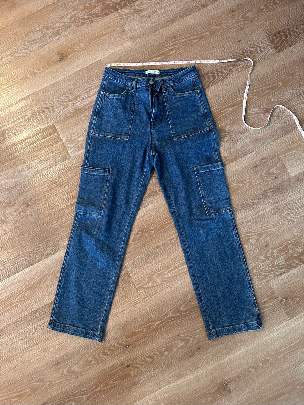 AND NOW THIS Cargo Jeans Size 28 – High Rise Stretch Denim Utility Pants